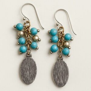 Dangling Turquoise Beaded Earrings
